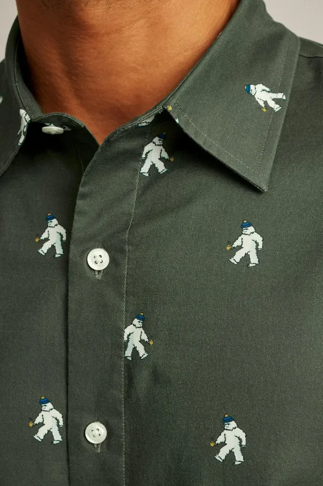 Men Casual Shirts Bonobos Riviera Short Sleeve Shirt Green Yeti Or Not