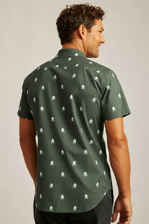 Men Casual Shirts Bonobos Riviera Short Sleeve Shirt Green Yeti Or Not