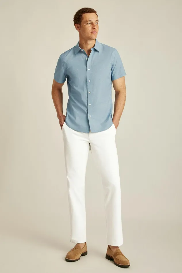 Men Casual Shirts Bonobos Riviera Short Sleeve Shirt Hazey Blue Geo