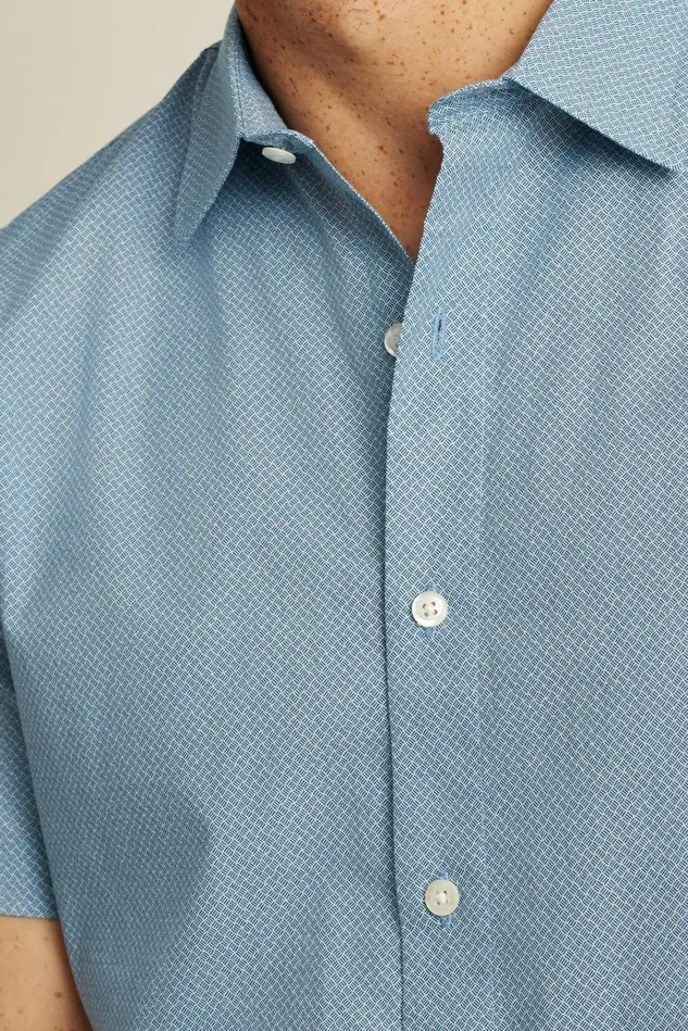 Men Casual Shirts Bonobos Riviera Short Sleeve Shirt Hazey Blue Geo