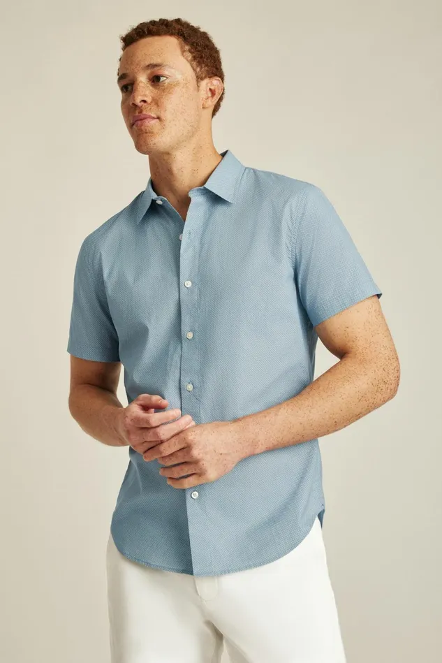 Men Casual Shirts Bonobos Riviera Short Sleeve Shirt Hazey Blue Geo