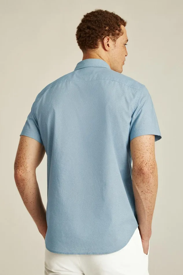Men Casual Shirts Bonobos Riviera Short Sleeve Shirt Hazey Blue Geo