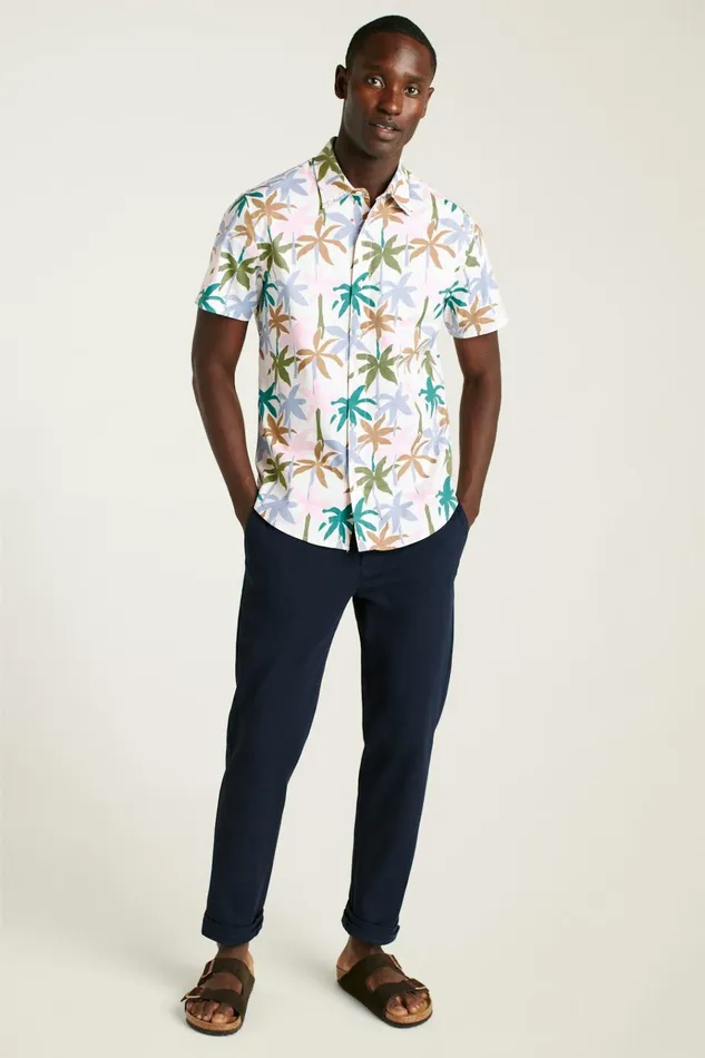 Men Casual Shirts Bonobos Riviera Short Sleeve Shirt Hazy Playa Palms