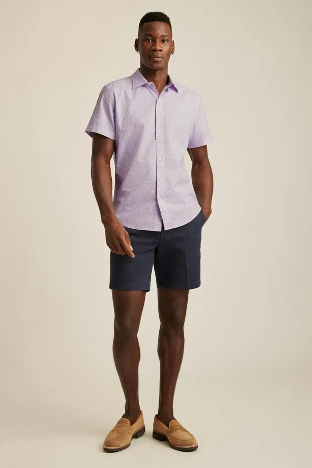 Men Casual Shirts Bonobos Riviera Short Sleeve Shirt Lilac Floral Frenzy