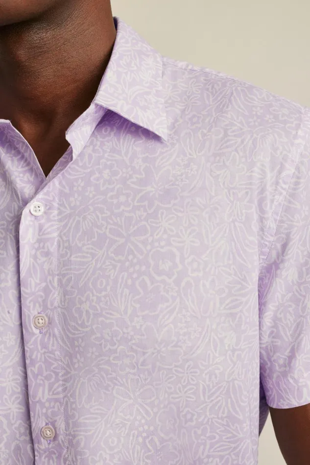 Men Casual Shirts Bonobos Riviera Short Sleeve Shirt Lilac Floral Frenzy