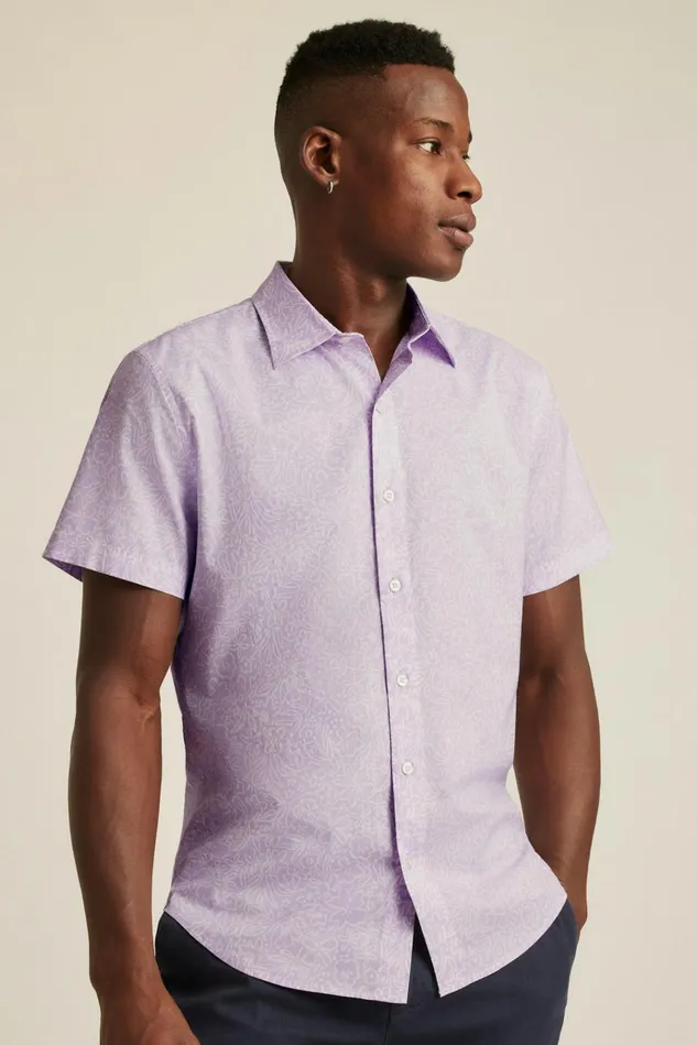 Men Casual Shirts Bonobos Riviera Short Sleeve Shirt Lilac Floral Frenzy