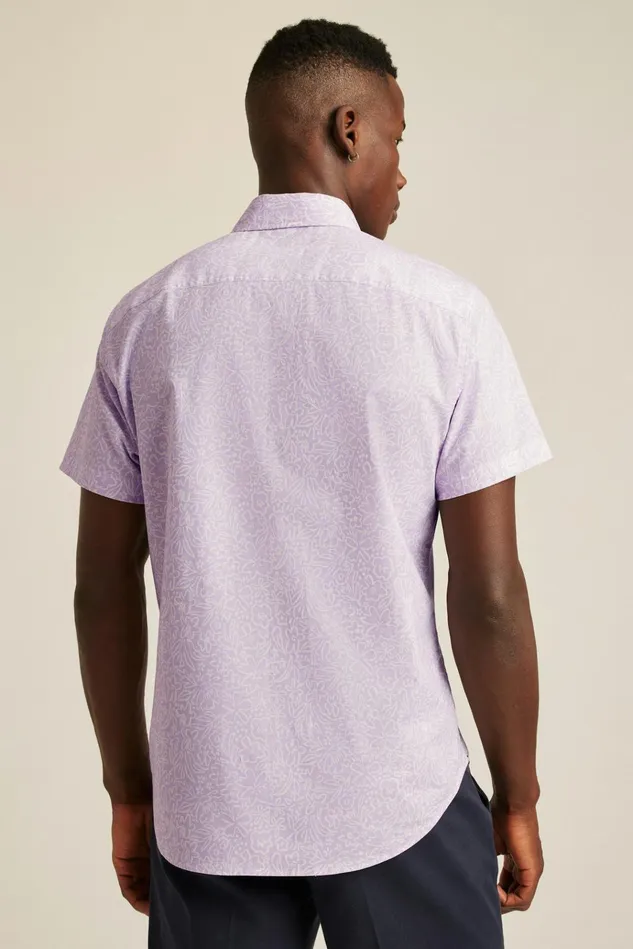 Men Casual Shirts Bonobos Riviera Short Sleeve Shirt Lilac Floral Frenzy