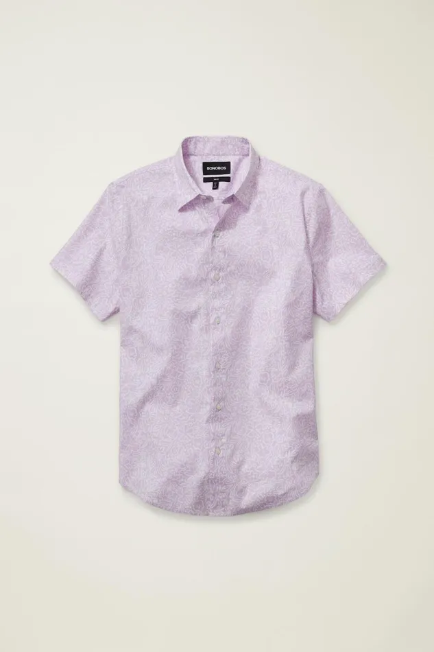 Men Casual Shirts Bonobos Riviera Short Sleeve Shirt Lilac Floral Frenzy