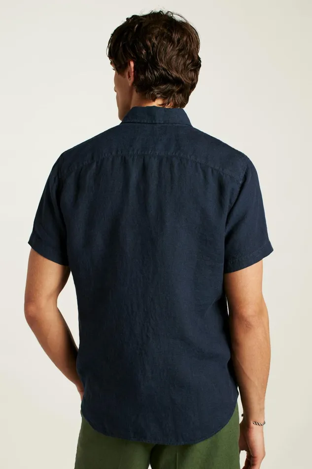 Men Casual Shirts Bonobos Riviera Short Sleeve Shirt Midnight Linen