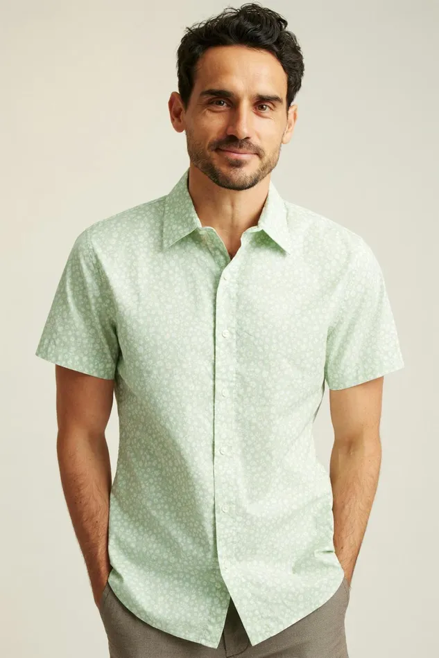 Men Casual Shirts Bonobos Riviera Short Sleeve Shirt Mint Bordeta Floral