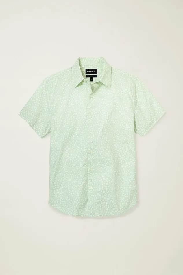 Men Casual Shirts Bonobos Riviera Short Sleeve Shirt Mint Bordeta Floral