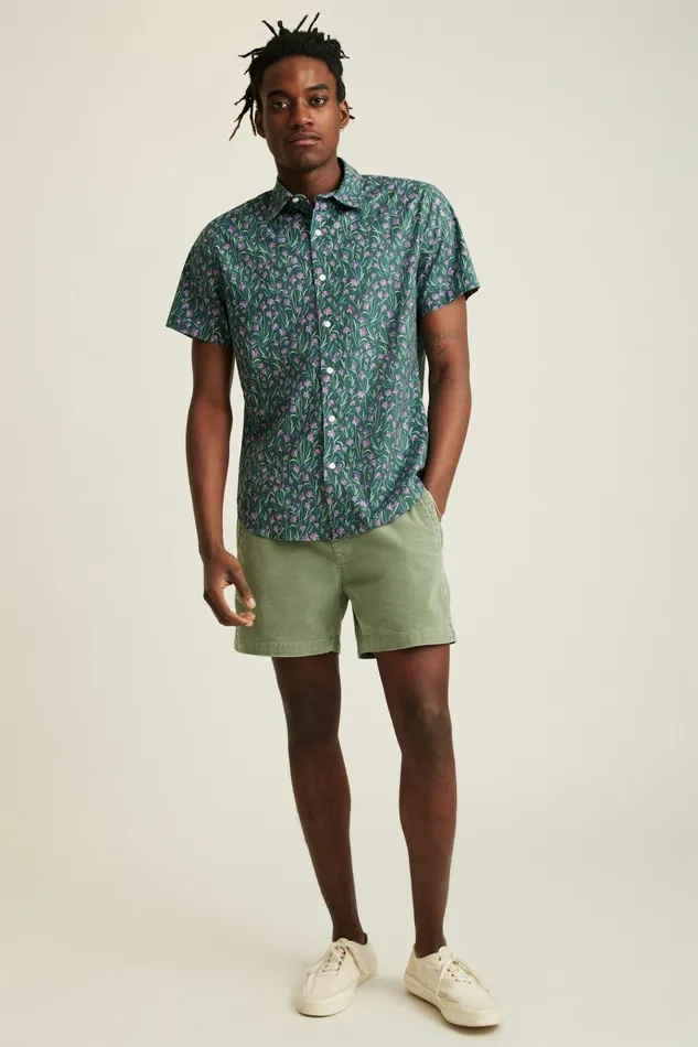 Men Casual Shirts Bonobos Riviera Short Sleeve Shirt Mint Floral Scatter