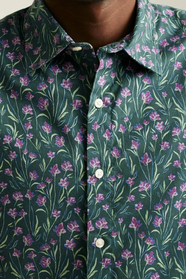 Men Casual Shirts Bonobos Riviera Short Sleeve Shirt Mint Floral Scatter