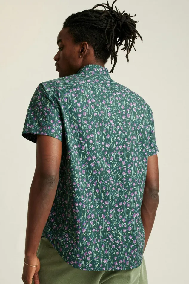 Men Casual Shirts Bonobos Riviera Short Sleeve Shirt Mint Floral Scatter
