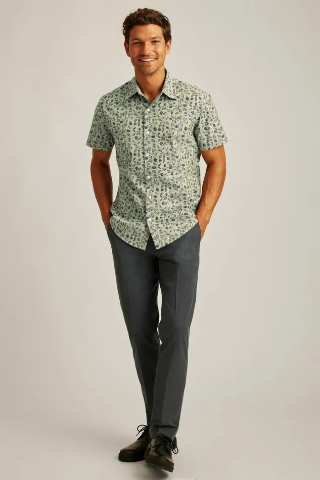 Men Casual Shirts Bonobos Riviera Short Sleeve Shirt Moss Hops
