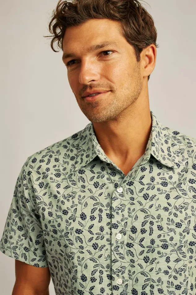 Men Casual Shirts Bonobos Riviera Short Sleeve Shirt Moss Hops