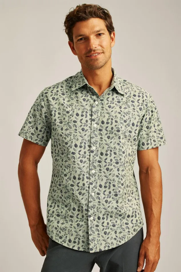 Men Casual Shirts Bonobos Riviera Short Sleeve Shirt Moss Hops
