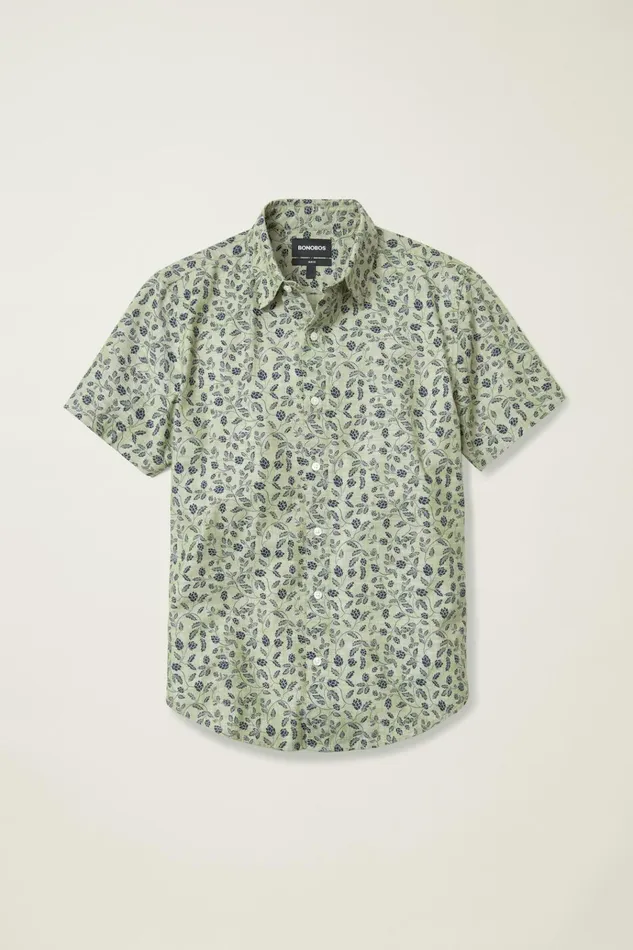 Men Casual Shirts Bonobos Riviera Short Sleeve Shirt Moss Hops