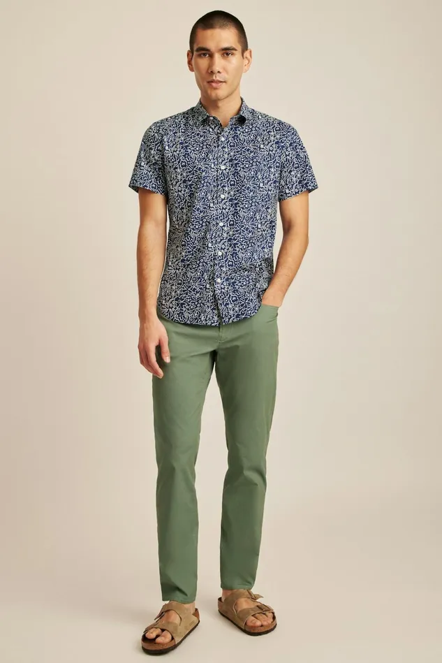 Men Casual Shirts Bonobos Riviera Short Sleeve Shirt Navy Arendal Floral