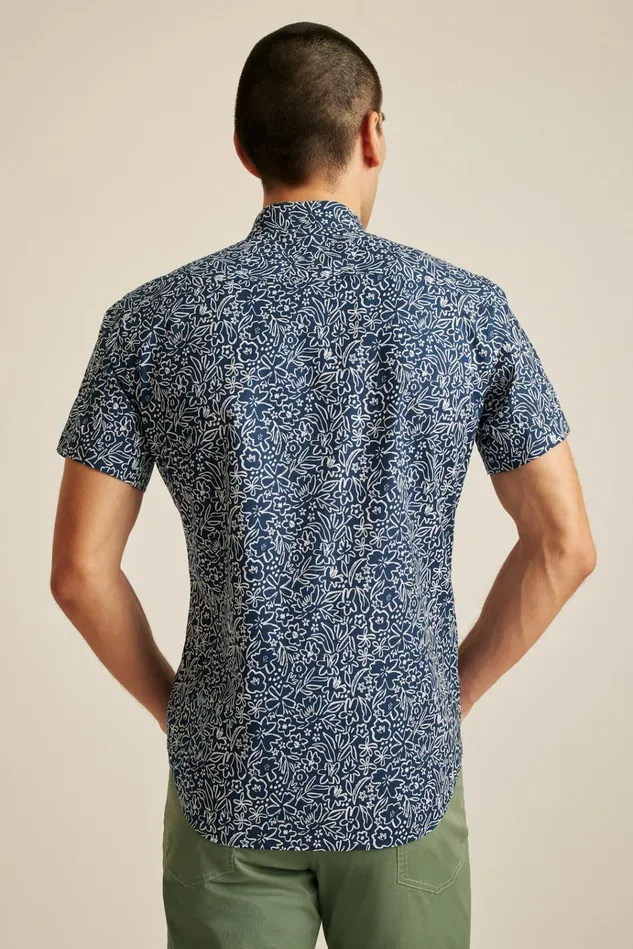 Men Casual Shirts Bonobos Riviera Short Sleeve Shirt Navy Arendal Floral