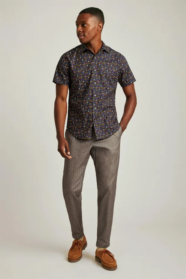 Men Casual Shirts Bonobos Riviera Short Sleeve Shirt Navy Autumn Micro Floral Men Casual Shirts Bonobos Riviera Short Sleeve Shirt Navy Autumn Micro Floral