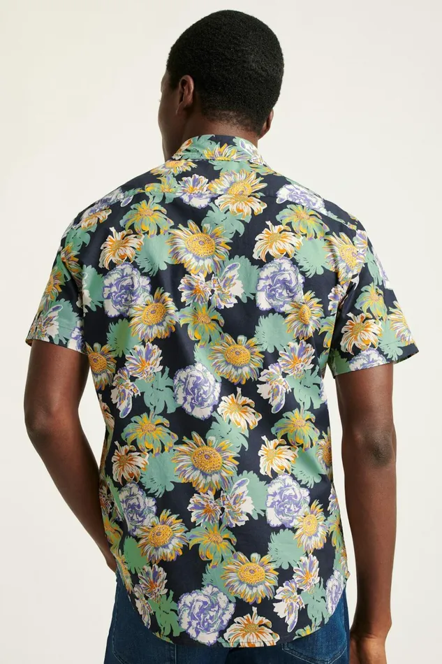 Men Casual Shirts Bonobos Riviera Short Sleeve Shirt Navy Chesapeake Floral