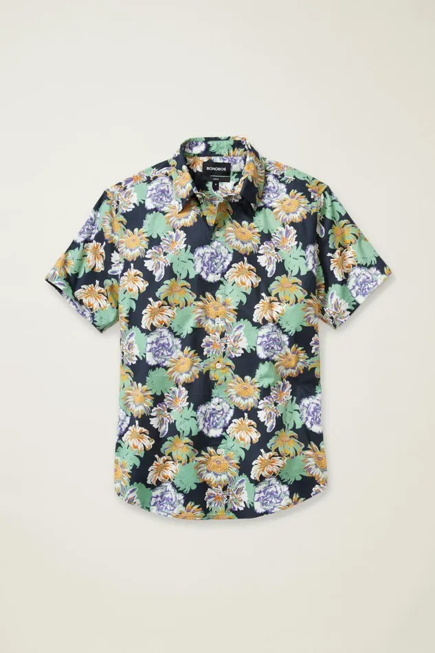 Men Casual Shirts Bonobos Riviera Short Sleeve Shirt Navy Chesapeake Floral