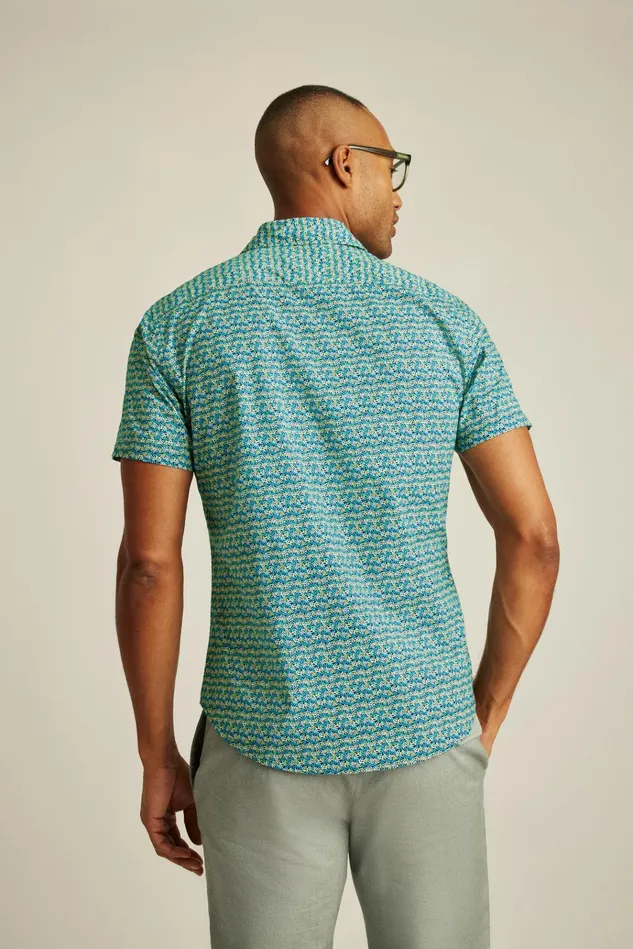Men Casual Shirts Bonobos Riviera Short Sleeve Shirt Navy Coral Fields