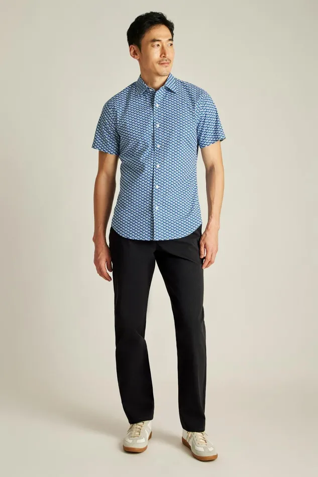 Men Casual Shirts Bonobos Riviera Short Sleeve Shirt Navy Mars Geo
