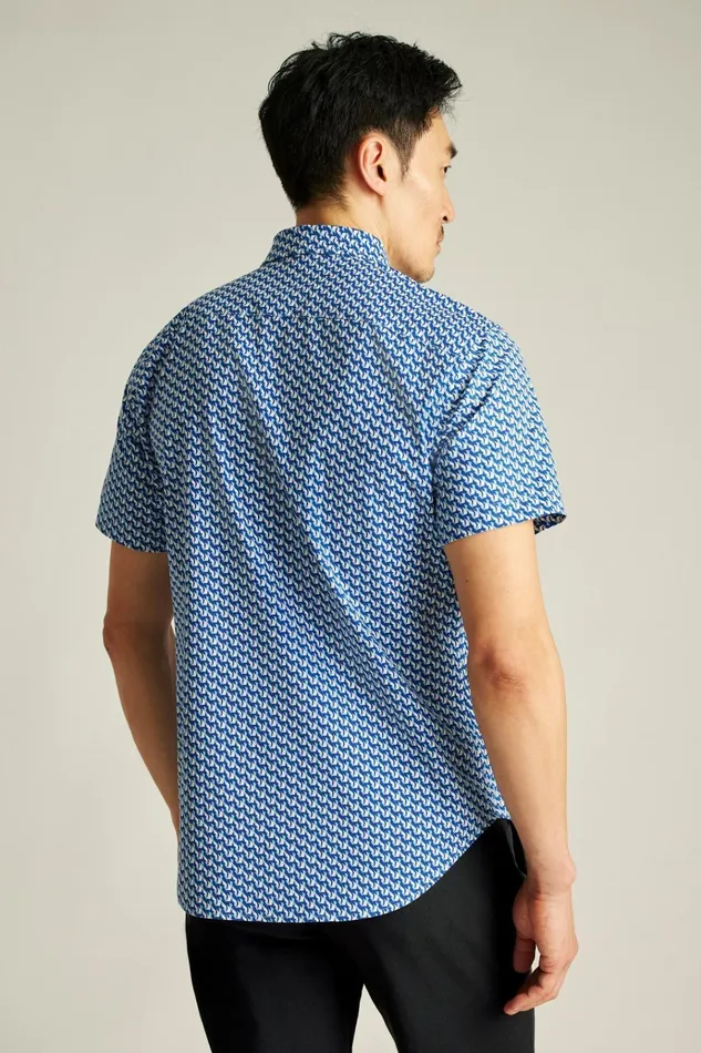 Men Casual Shirts Bonobos Riviera Short Sleeve Shirt Navy Mars Geo