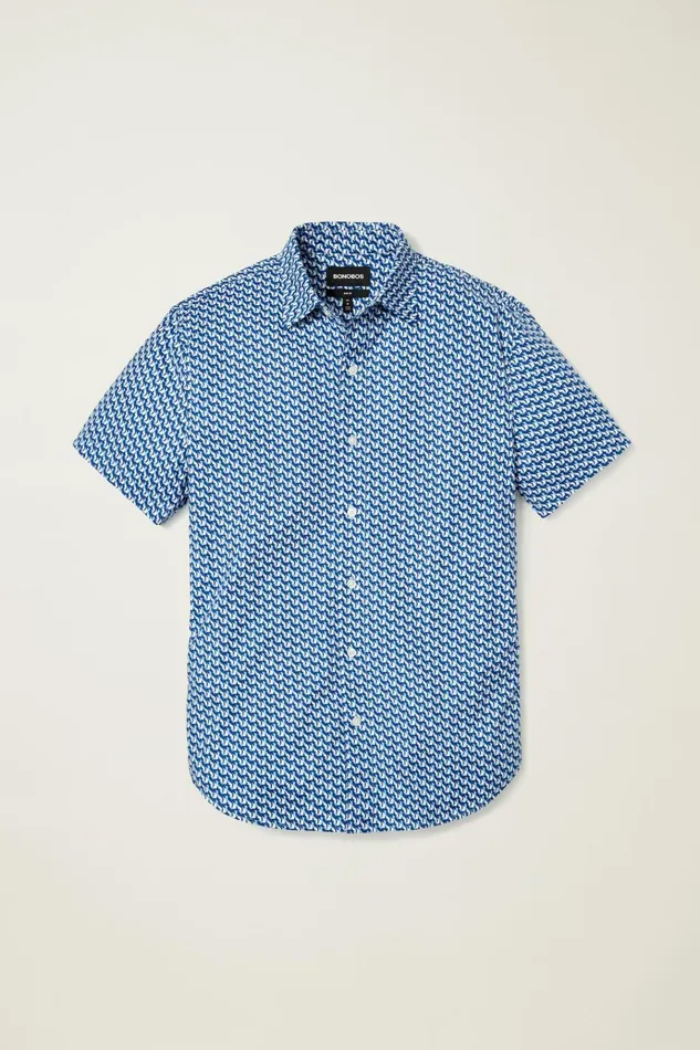 Men Casual Shirts Bonobos Riviera Short Sleeve Shirt Navy Mars Geo