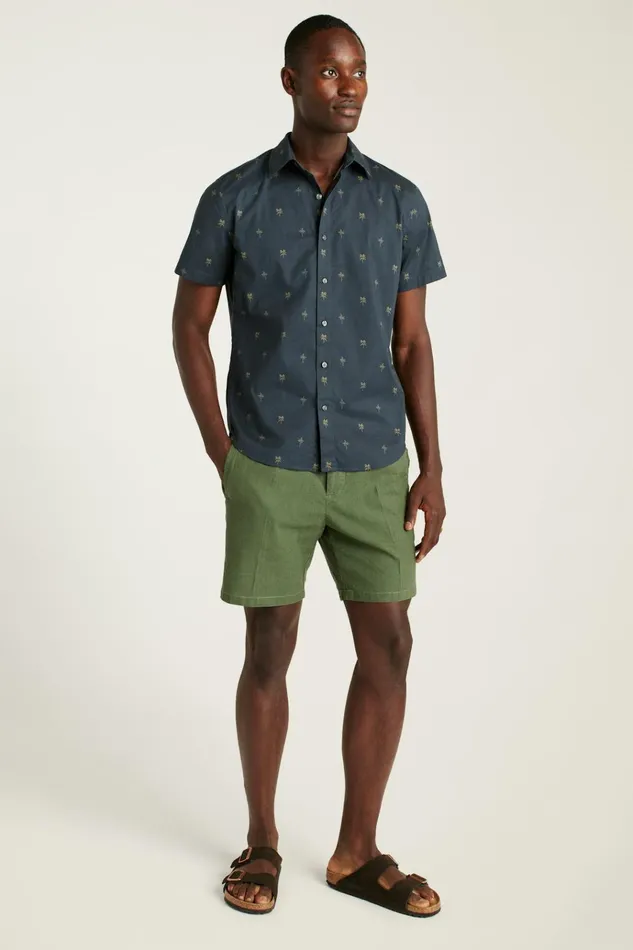 Men Casual Shirts Bonobos Riviera Short Sleeve Shirt Navy Palm Palooza