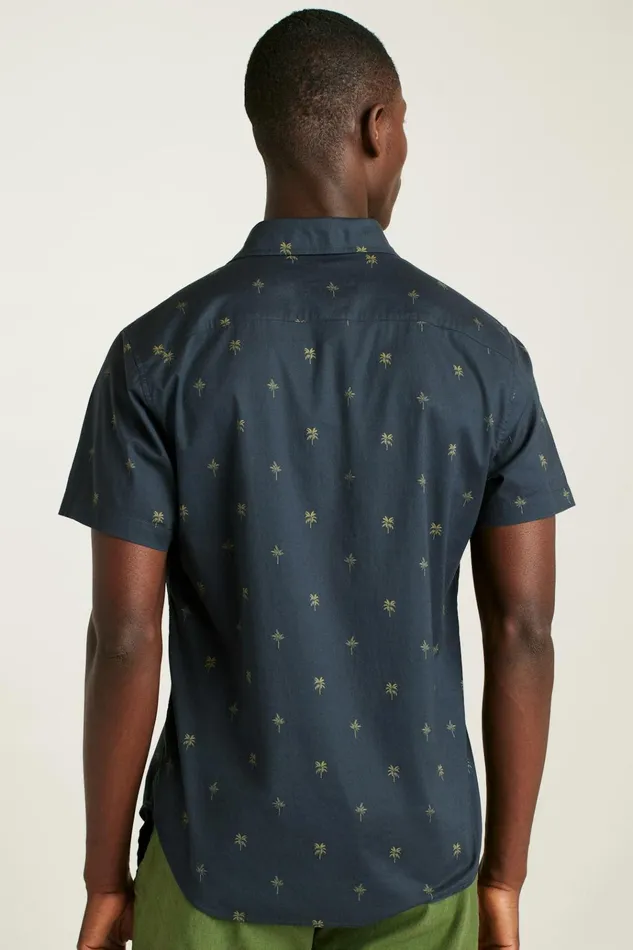 Men Casual Shirts Bonobos Riviera Short Sleeve Shirt Navy Palm Palooza
