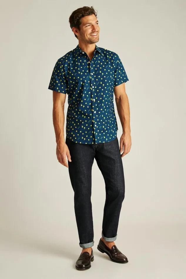 Men Casual Shirts Bonobos Riviera Short Sleeve Shirt Navy Pepper Floral