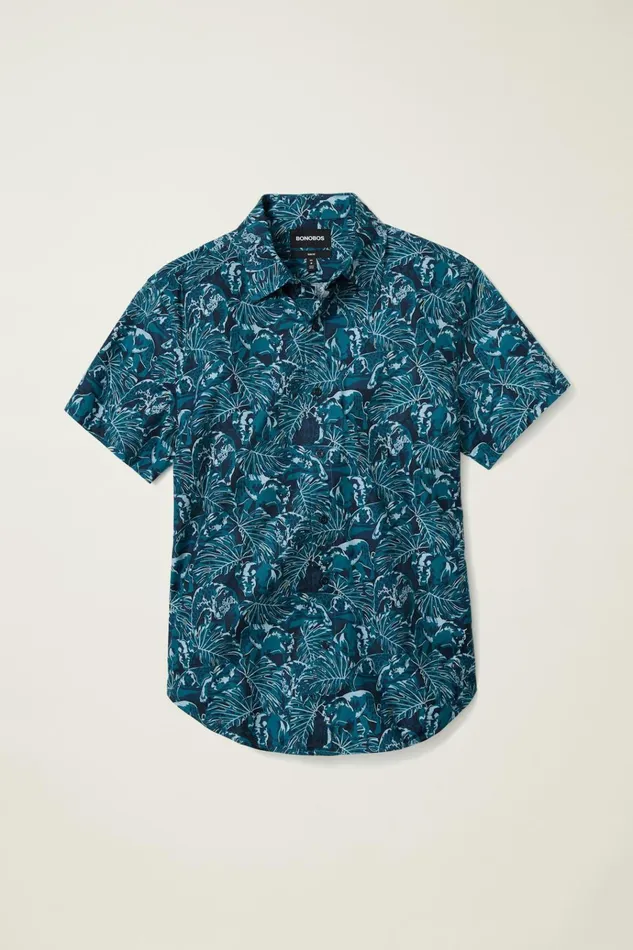 Men Casual Shirts Bonobos Riviera Short Sleeve Shirt Navy Prowlers