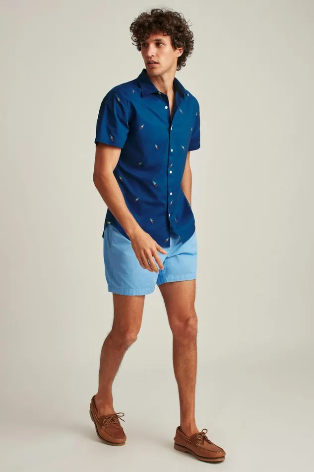Men Casual Shirts Bonobos Riviera Short Sleeve Shirt Navy Rocket Pop