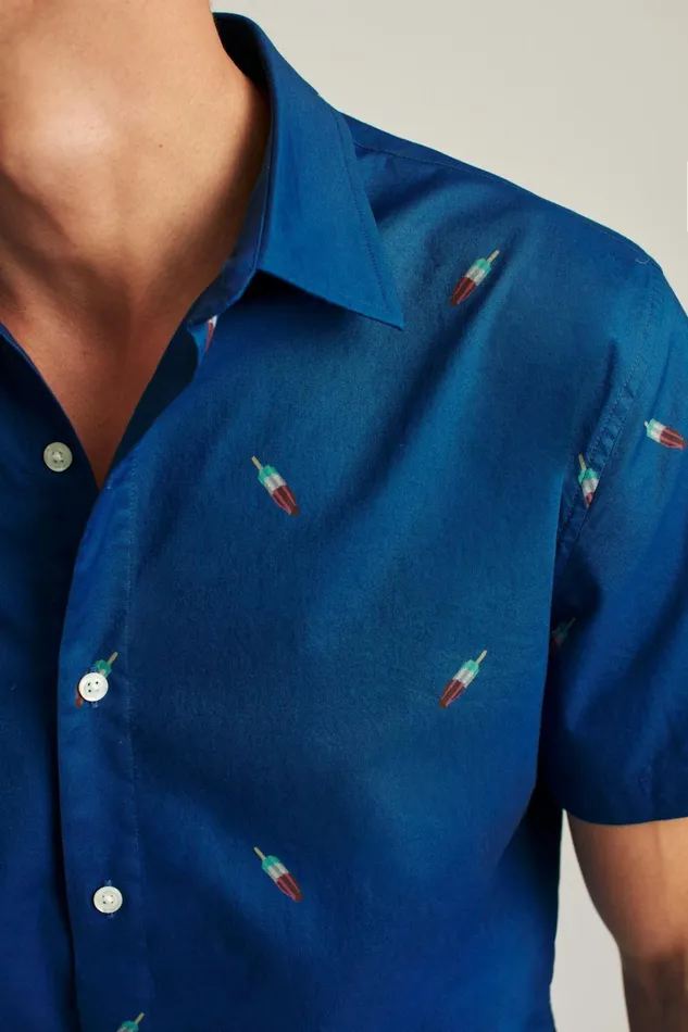 Men Casual Shirts Bonobos Riviera Short Sleeve Shirt Navy Rocket Pop
