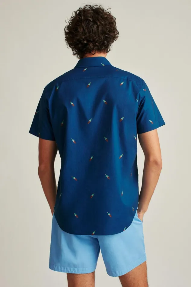 Men Casual Shirts Bonobos Riviera Short Sleeve Shirt Navy Rocket Pop