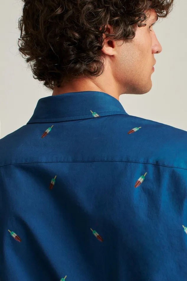Men Casual Shirts Bonobos Riviera Short Sleeve Shirt Navy Rocket Pop