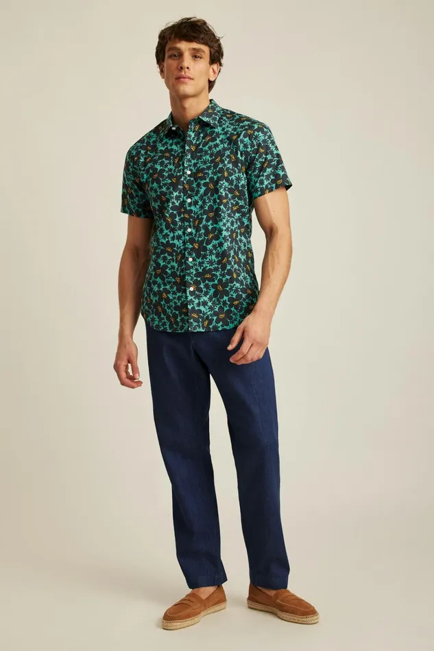 Men Casual Shirts Bonobos Riviera Short Sleeve Shirt Navy Shadow Floral