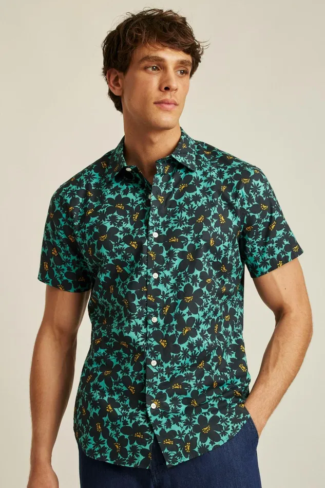 Men Casual Shirts Bonobos Riviera Short Sleeve Shirt Navy Shadow Floral