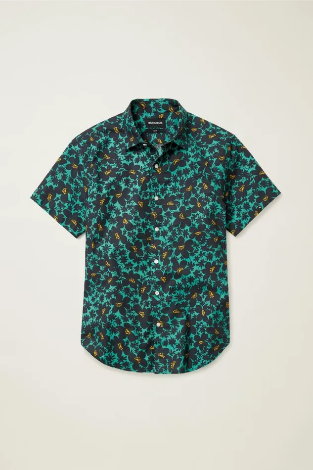 Men Casual Shirts Bonobos Riviera Short Sleeve Shirt Navy Shadow Floral