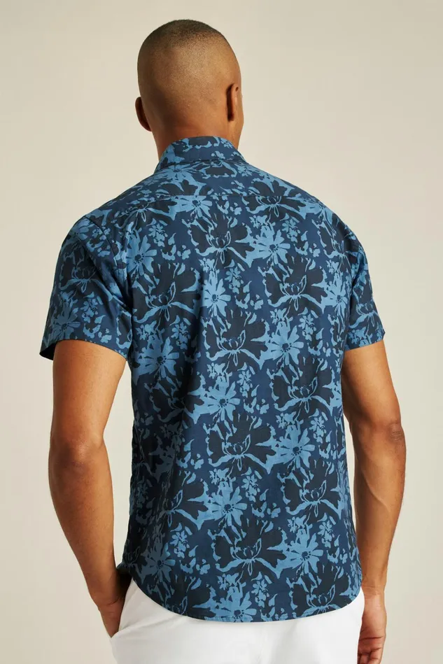 Men Casual Shirts Bonobos Riviera Short Sleeve Shirt Navy Vacation Floral
