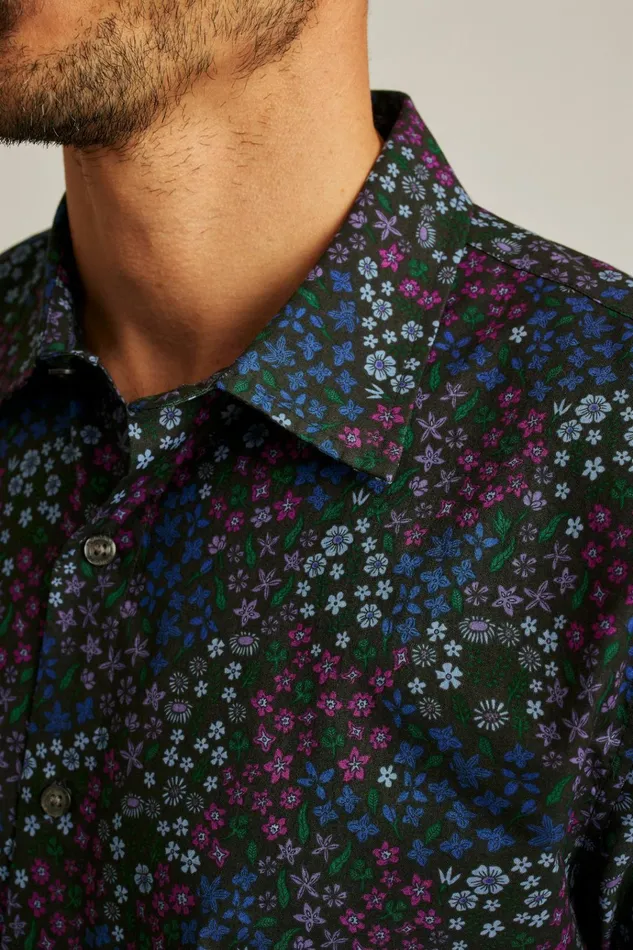 Men Casual Shirts Bonobos Riviera Short Sleeve Shirt Navy Wonderland Floral