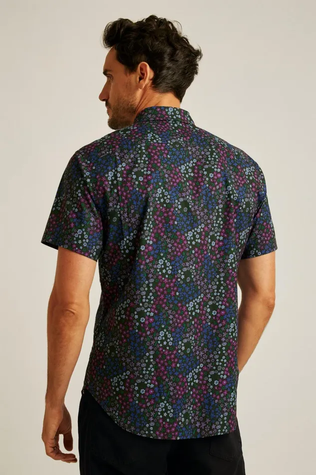 Men Casual Shirts Bonobos Riviera Short Sleeve Shirt Navy Wonderland Floral