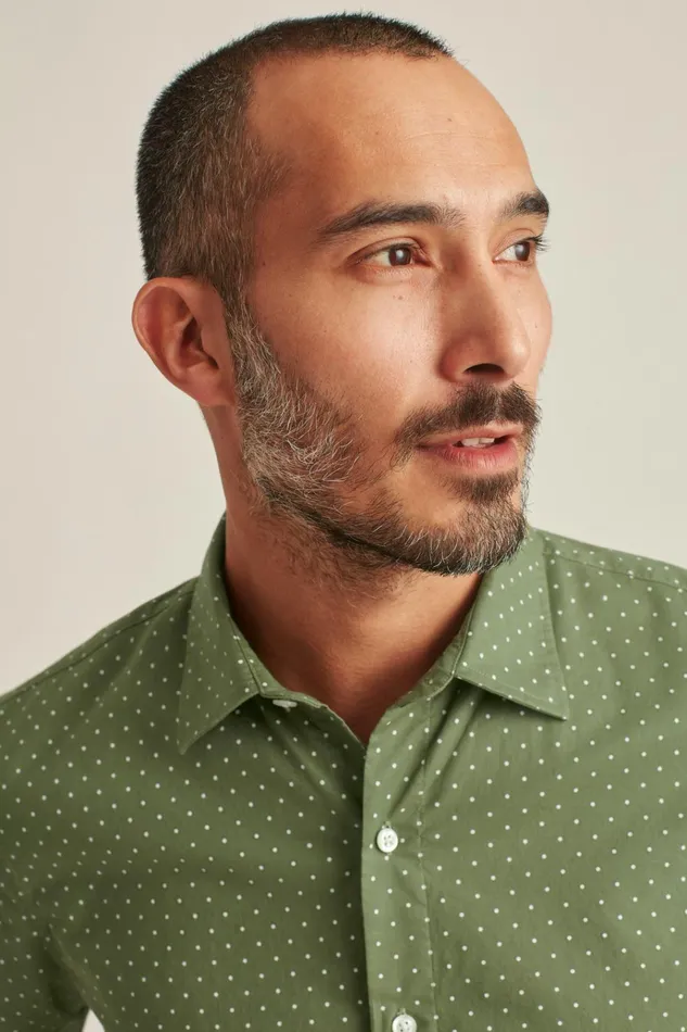 Men Casual Shirts Bonobos Riviera Short Sleeve Shirt Olive Dot