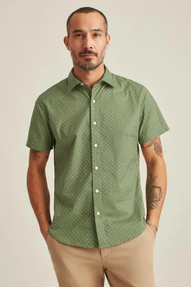 Men Casual Shirts Bonobos Riviera Short Sleeve Shirt Olive Dot