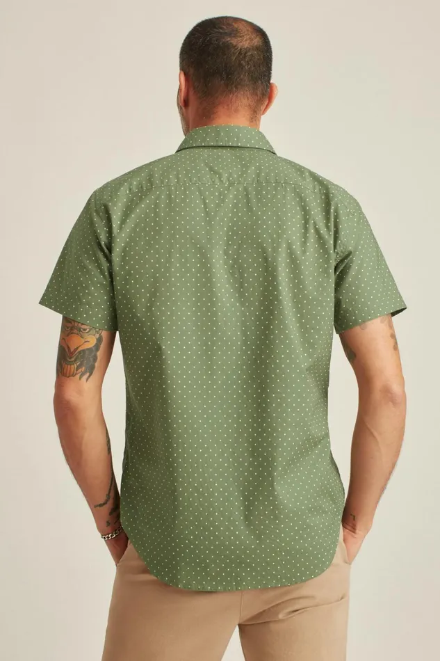Men Casual Shirts Bonobos Riviera Short Sleeve Shirt Olive Dot