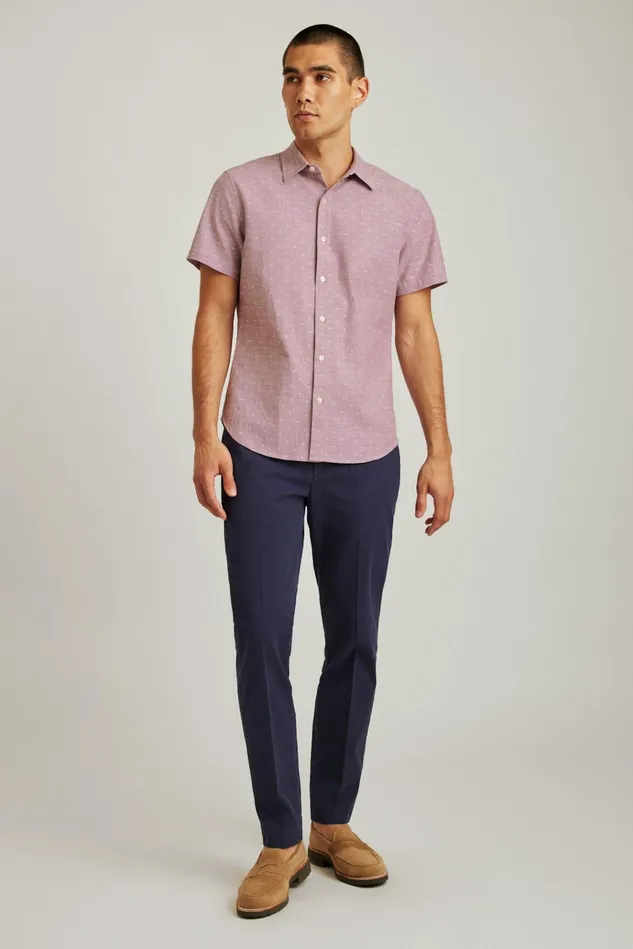 Men Casual Shirts Bonobos Riviera Short Sleeve Shirt Orchid Dobby Dot