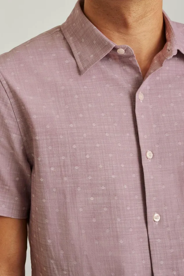 Men Casual Shirts Bonobos Riviera Short Sleeve Shirt Orchid Dobby Dot